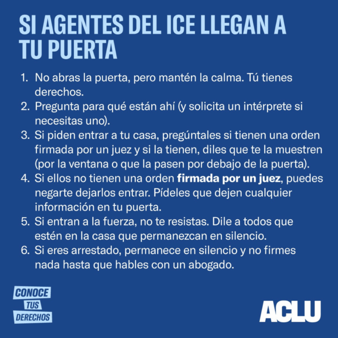 Si Agentes del ICE llegan a tu puerta