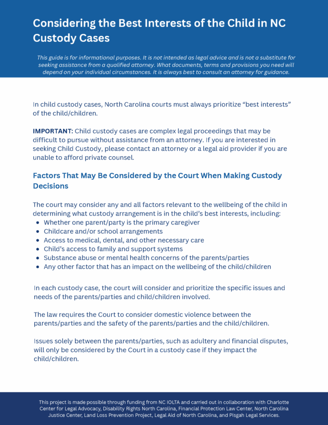 Considering the Best Interests of the Child in NC Custody Cases