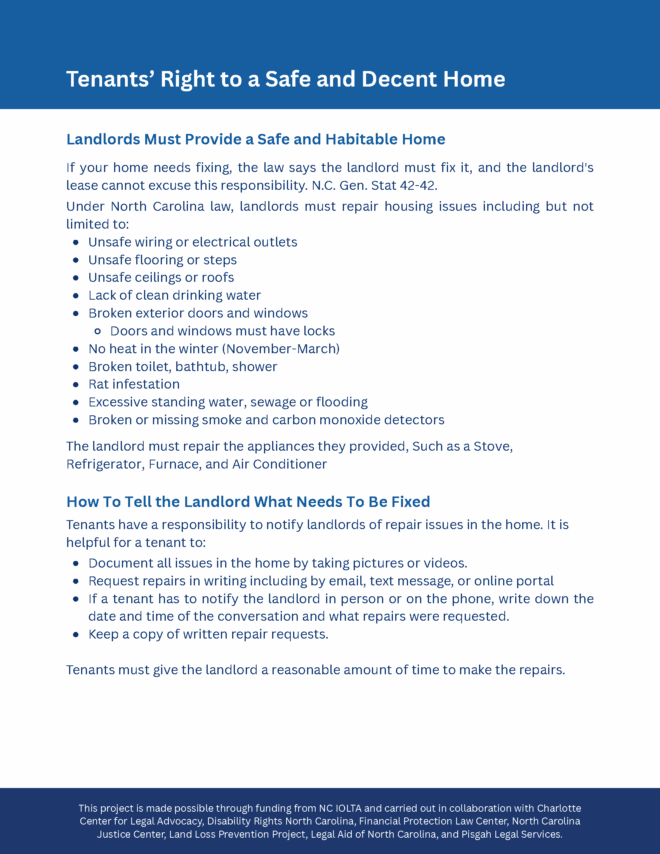 Tenants' Right to a Safe and Decent Home