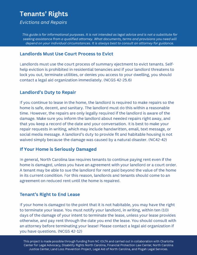Tenants' Rights - Evictions and Repairs