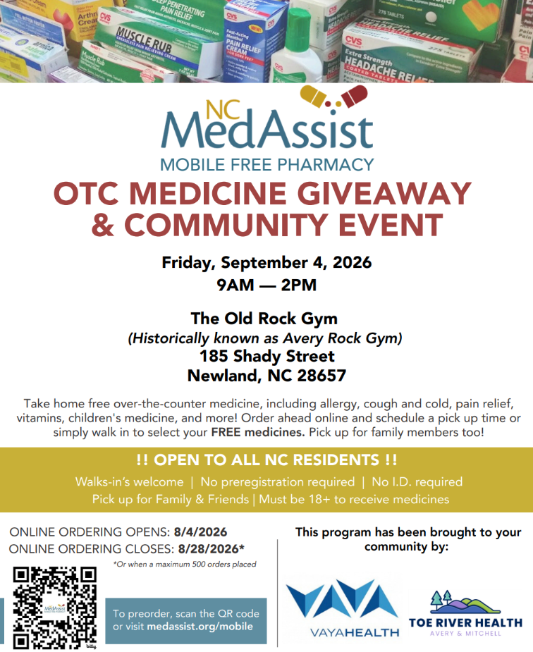 Avery County OTC Medicine Giveaway and Community Event